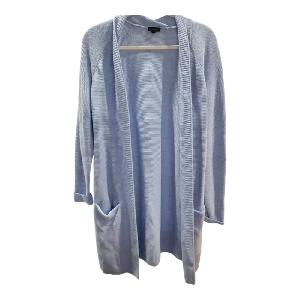 Talbots Cotton Blene Duster Cardigan Sweater Size XS Blue Open